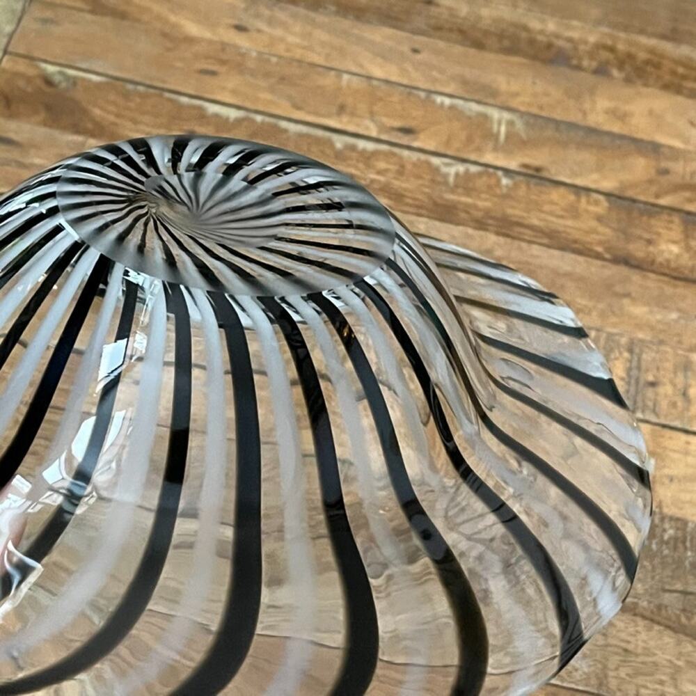 Dino Martens Murano Art Glass Freeform Bowl Mezza Filigrana Bianco Nero - Picture 11 of 16
